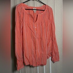 Coldwater Creek Coral Striped Blouse 1-101